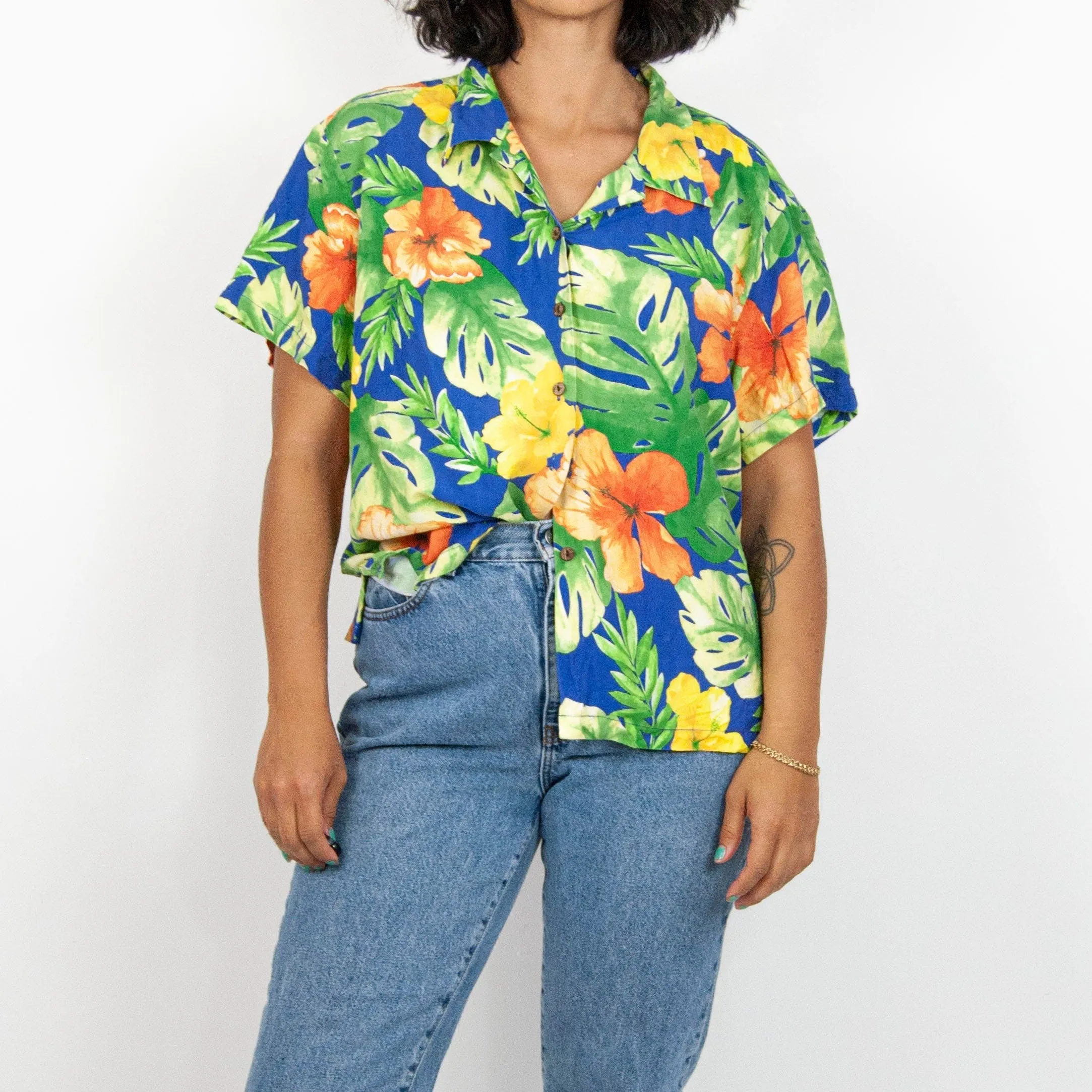 00's Silk Hawaiian Hibiscus Shirt by Hilo Hatties