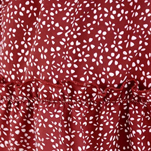 aihihe Women Teen Girl Boho Floral Print Flared Short Skirt Polka Dot Pleated Mini Skater Skirts