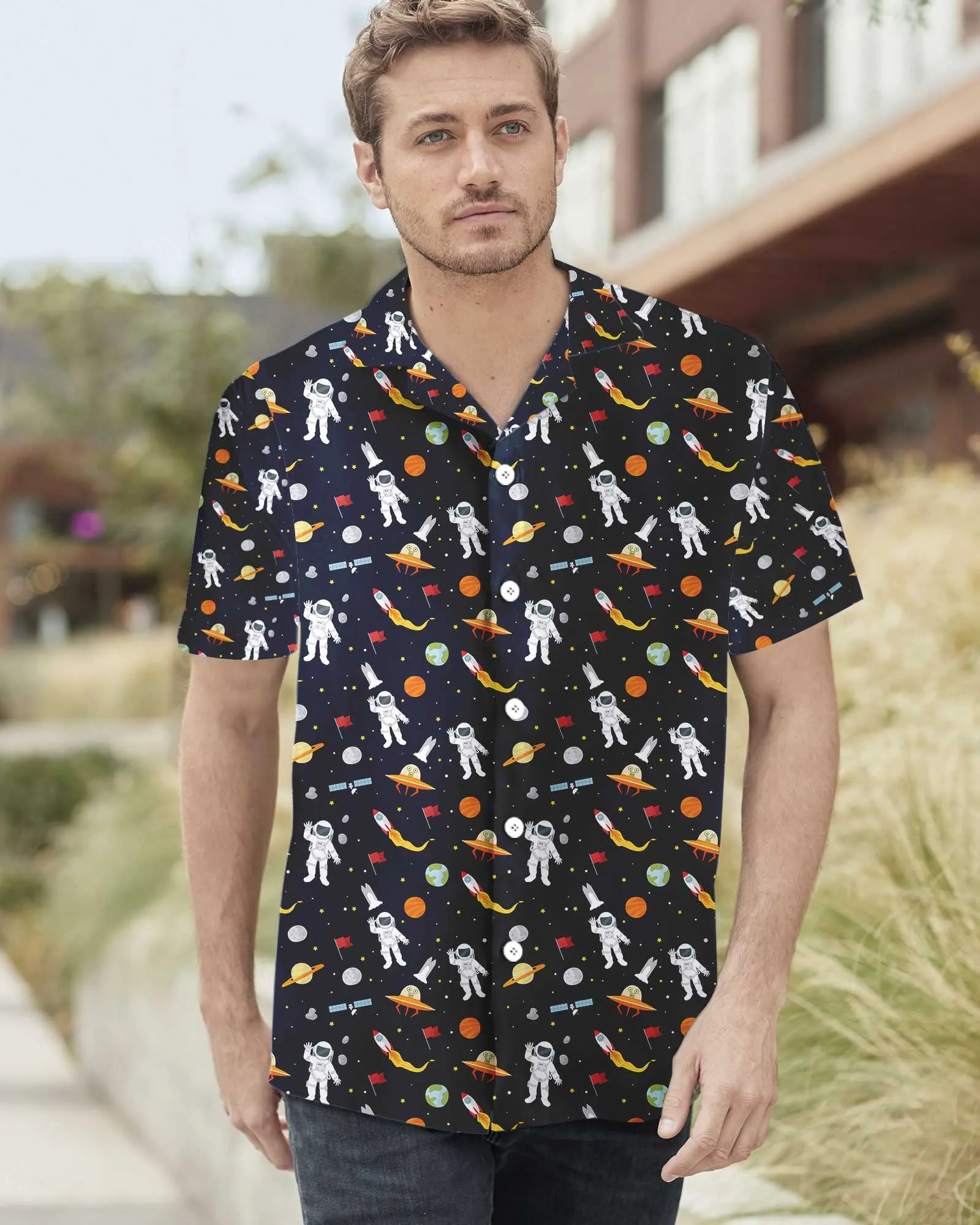 Astronaut Hello Hawaiian Shirt