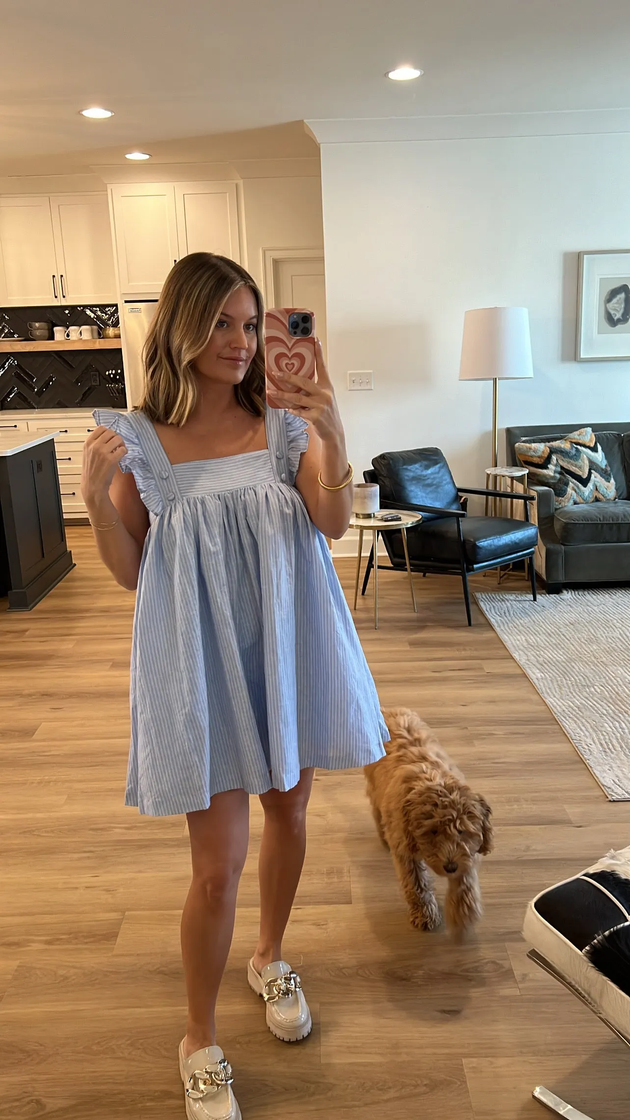 Back Bow Mini Dress, Light Blue
