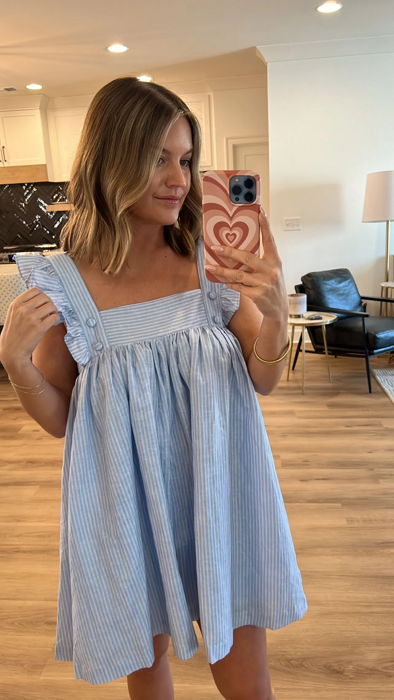 Back Bow Mini Dress, Light Blue
