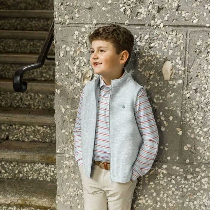 Bailey Boys Harry Long Sleeve Striped Performance Polo Rust
