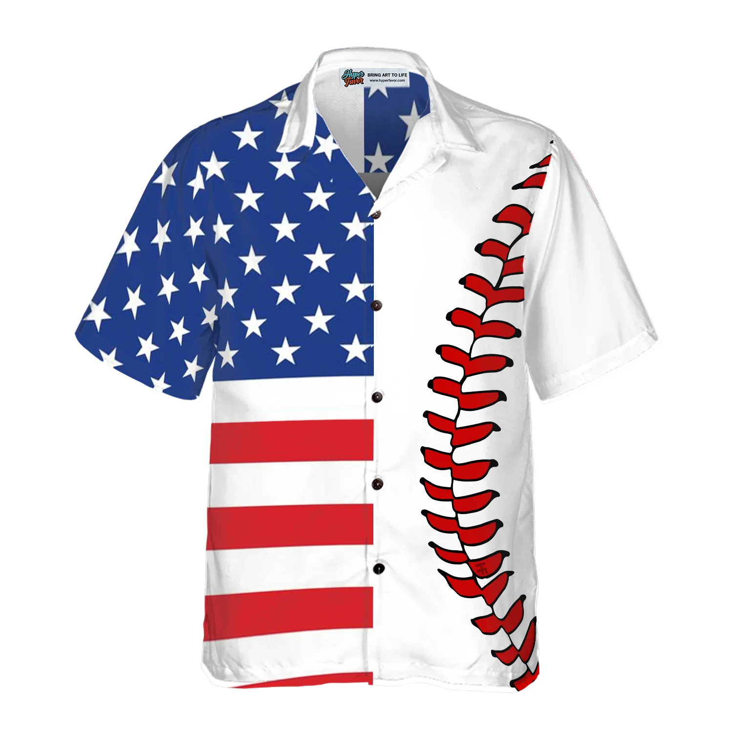 Baseball American Flag Hawaiian Shirt