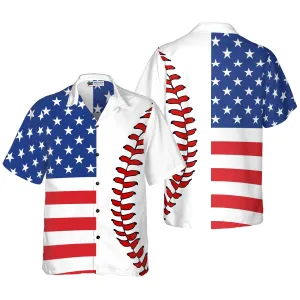 Baseball American Flag Hawaiian Shirt