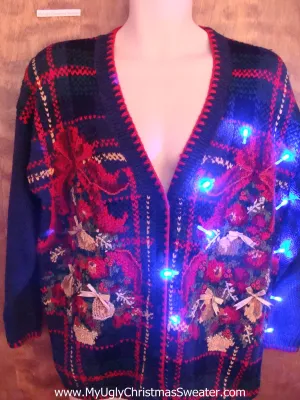 Best 80s Plaid Light Up Ugly Xmas Sweater
