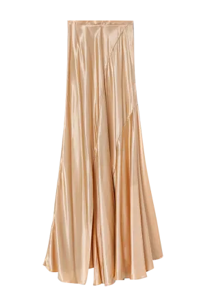 Bias-cut Asymmetrical Silky Peach Skirt