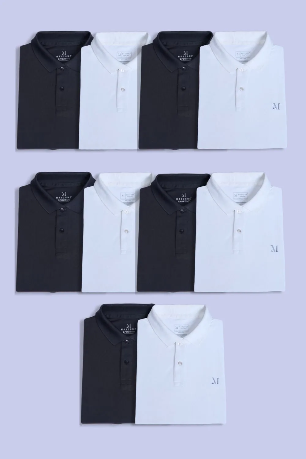 Black & White Polos Pack Of 10