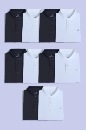 Black & White Polos Pack Of 10