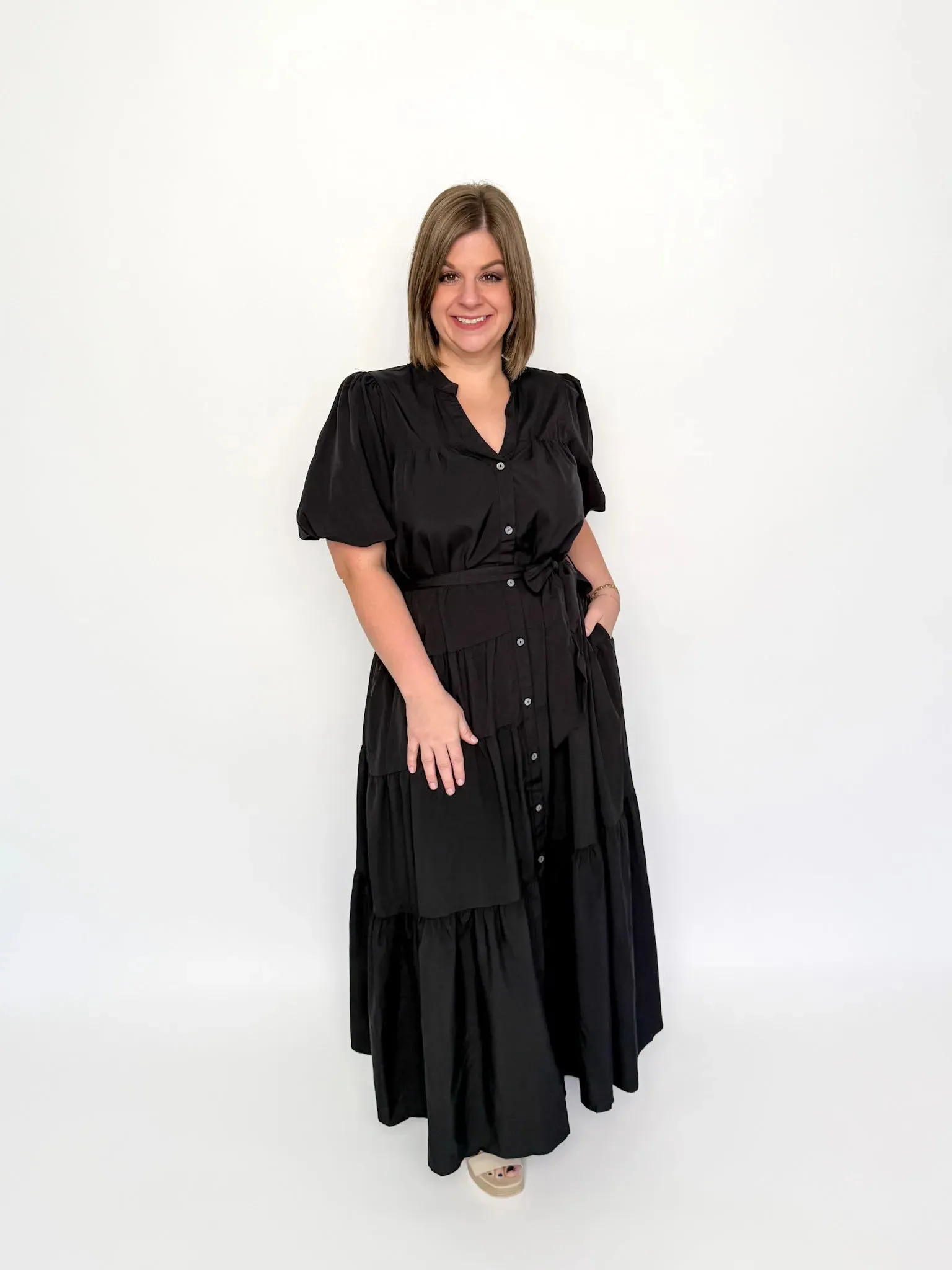 Black Button Down Maxi Dress