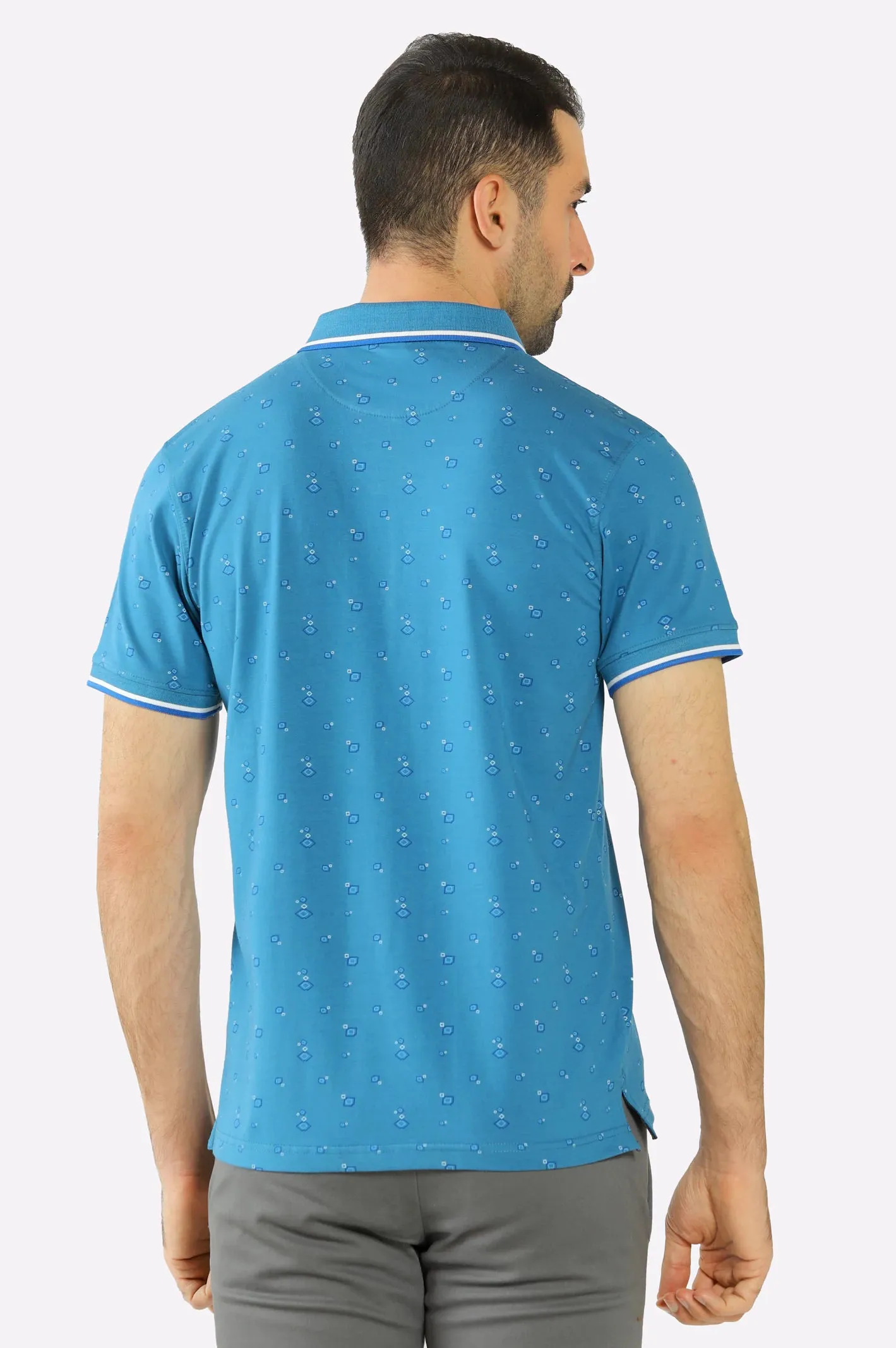 Blue All Over Printed Polo