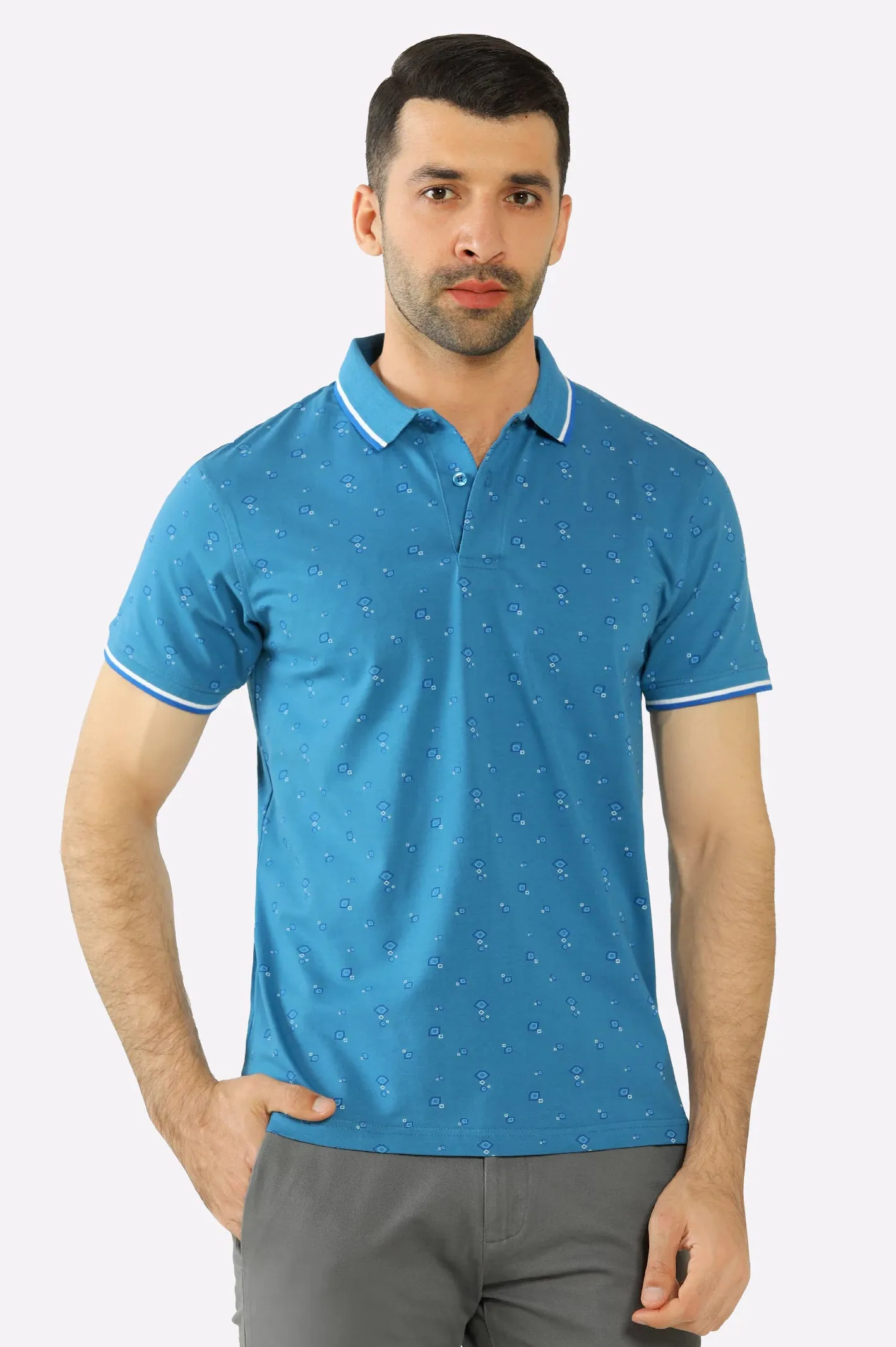 Blue All Over Printed Polo