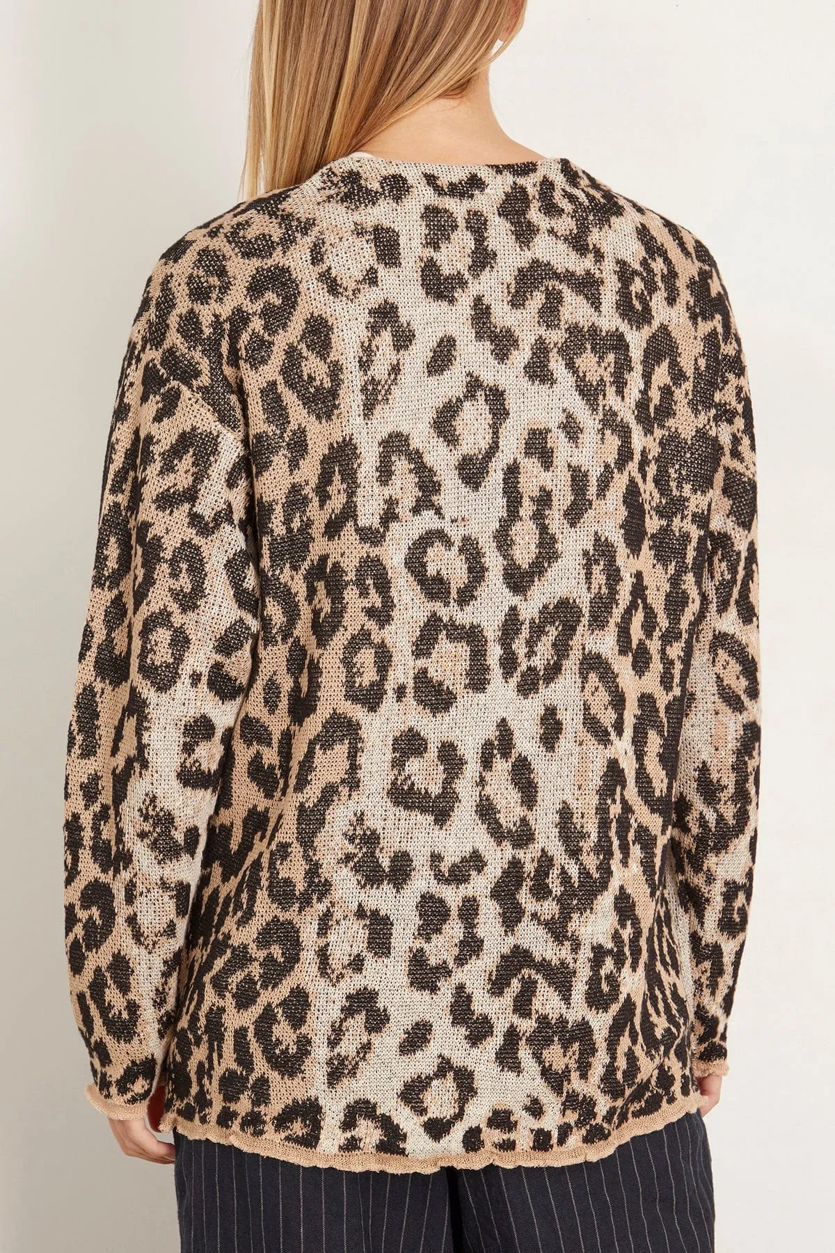 Boyfriend Cardigan in in Light Leopard Jacquard (TS)