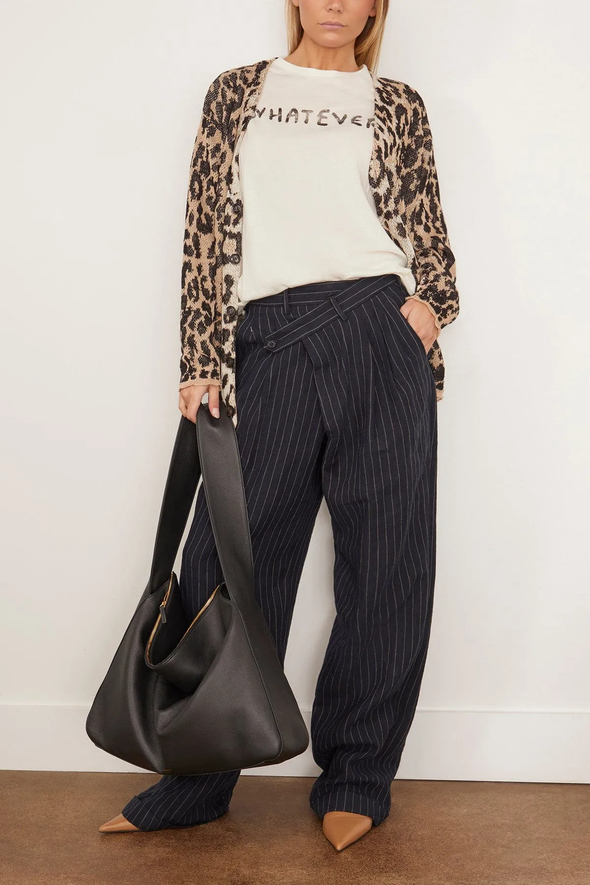 Boyfriend Cardigan in in Light Leopard Jacquard (TS)