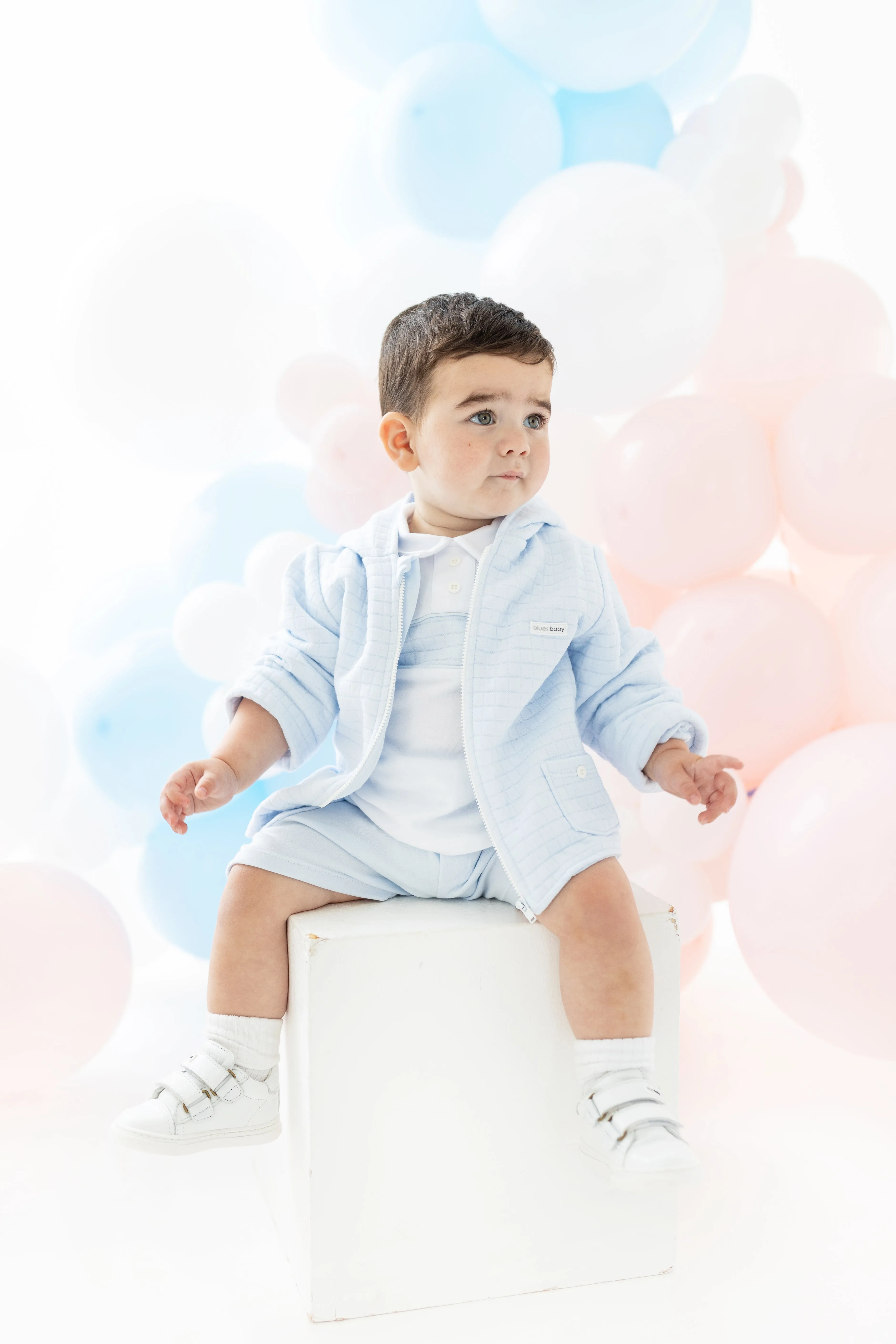 Boys Blue & White Polo Shirt And Cargo Shorts Set