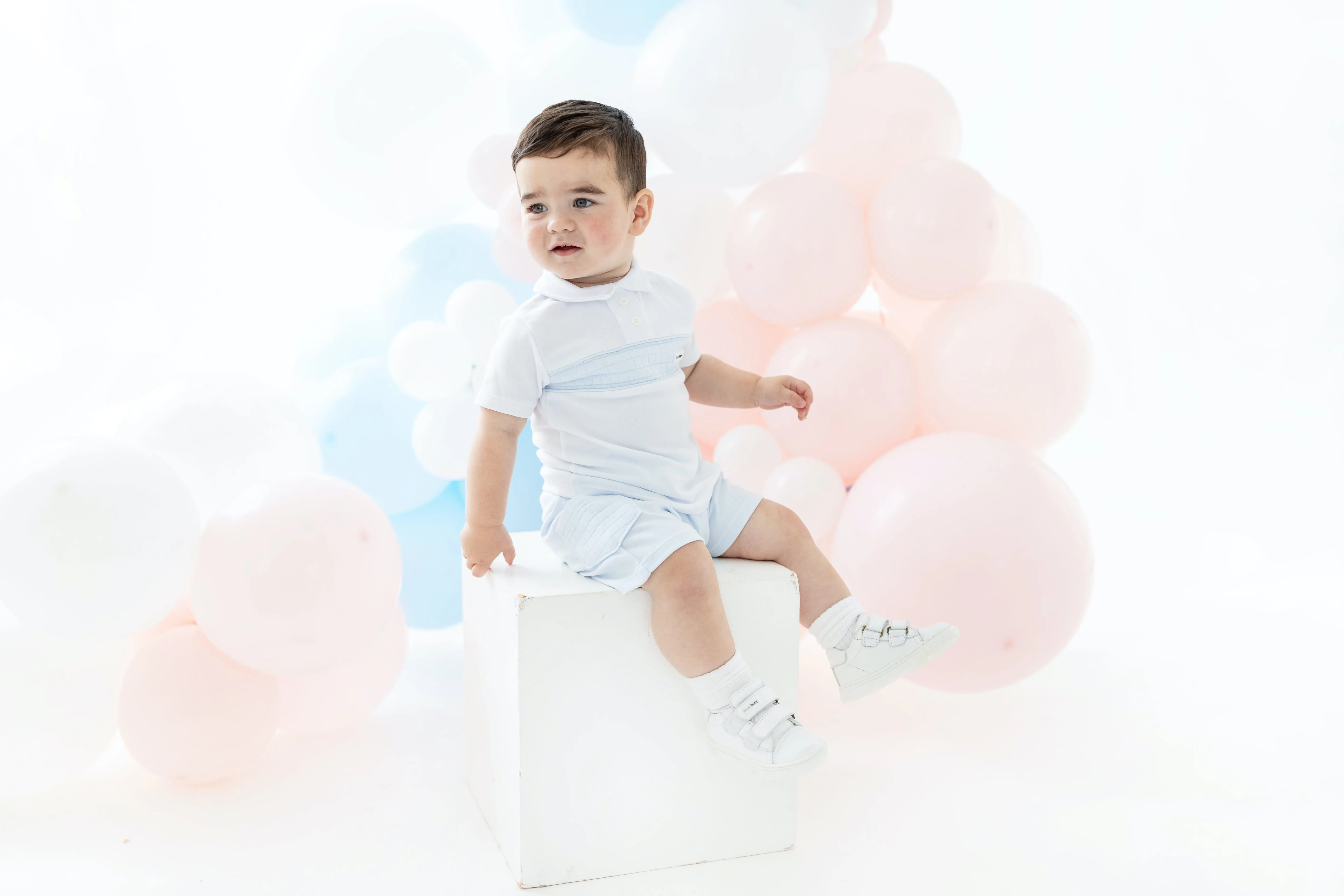 Boys Blue & White Polo Shirt And Cargo Shorts Set