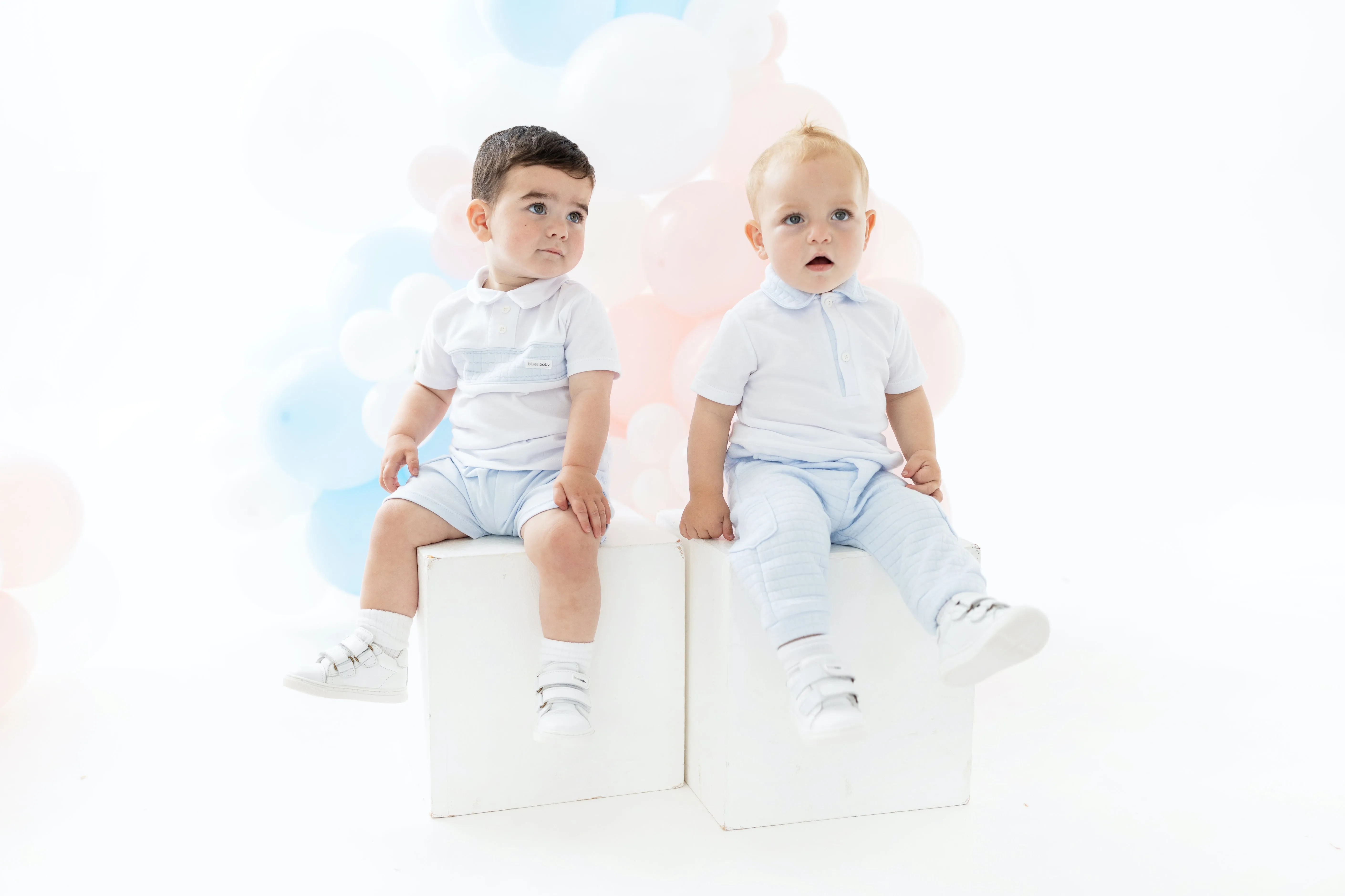 Boys Blue & White Polo Shirt And Cargo Shorts Set