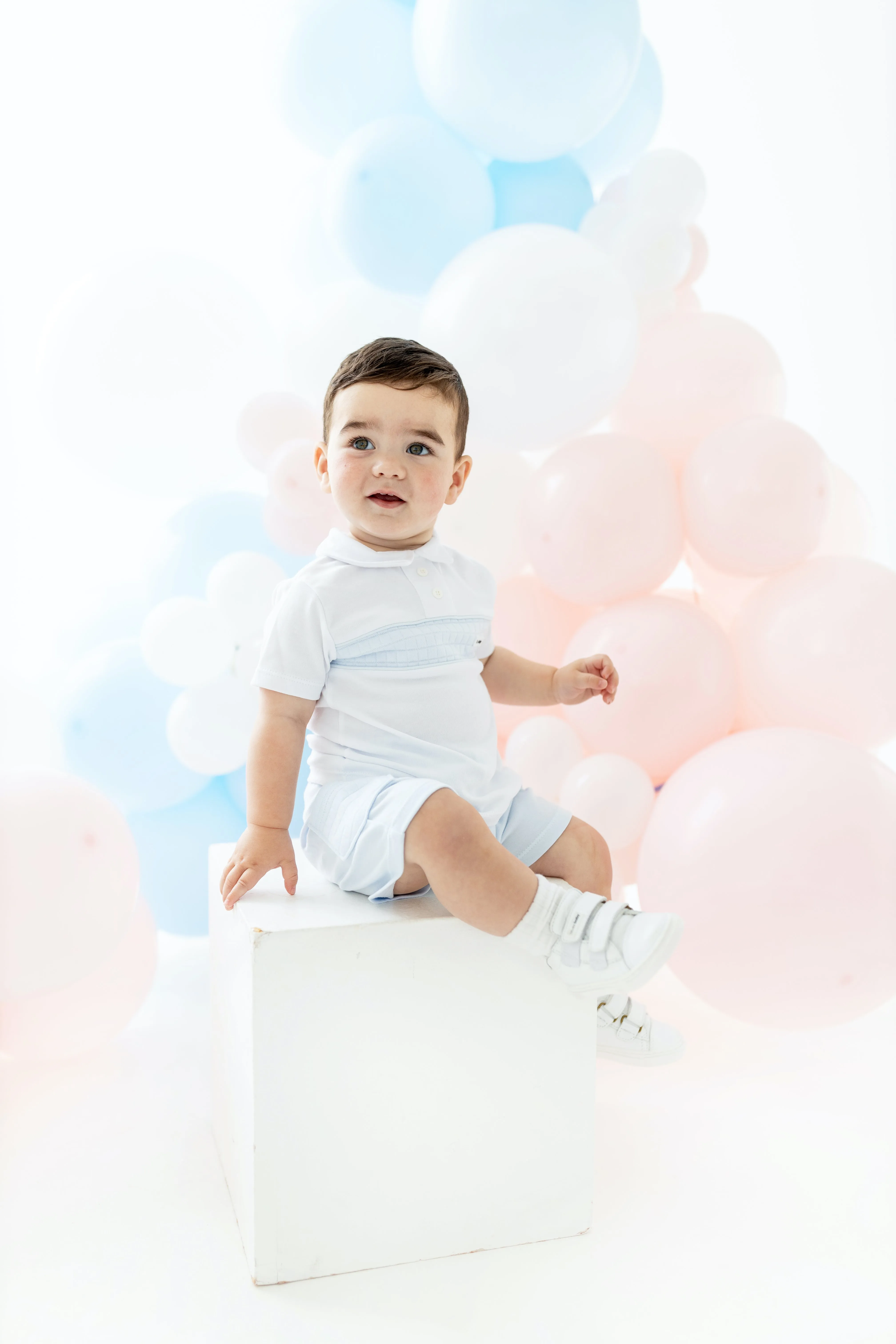 Boys Blue & White Polo Shirt And Cargo Shorts Set