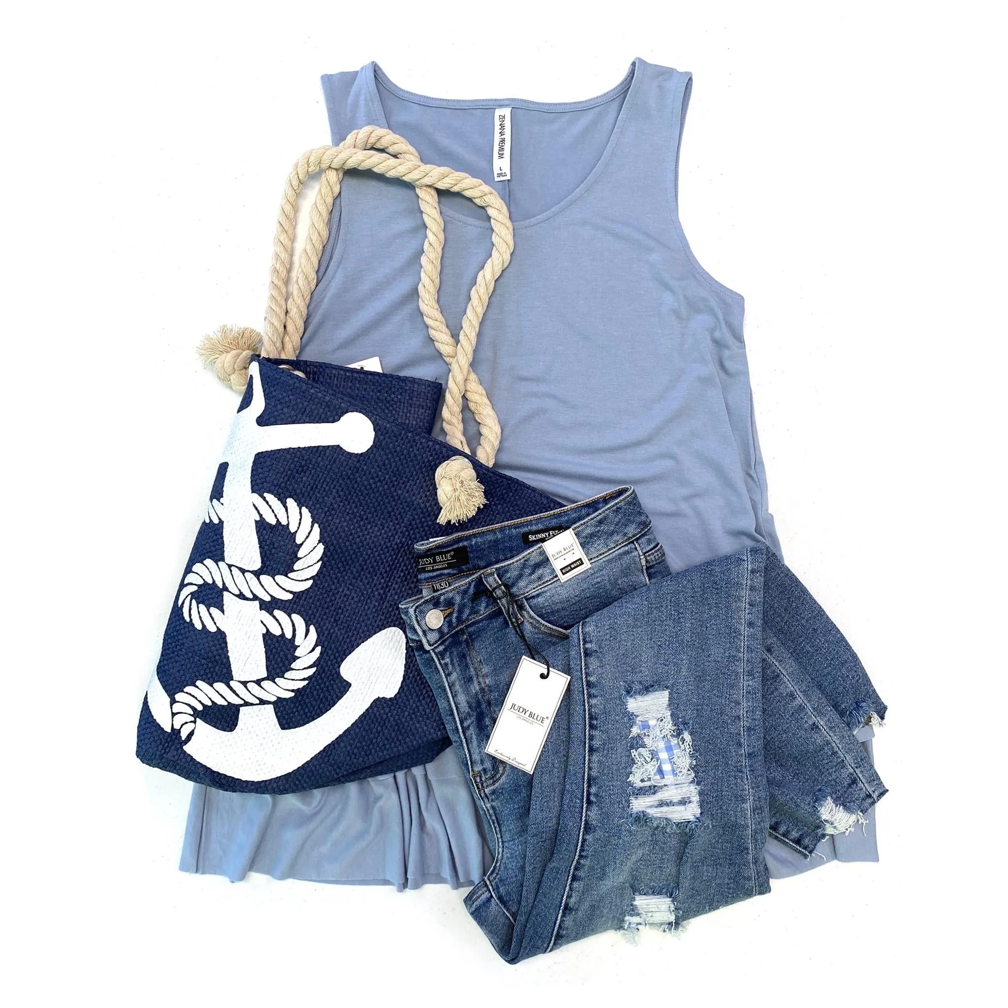 Breezy Days Tank in Ash Blue