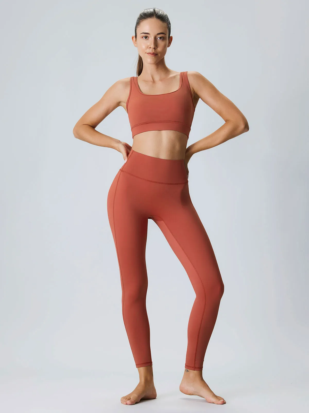 Brick Red High Stretch Leggings 25”