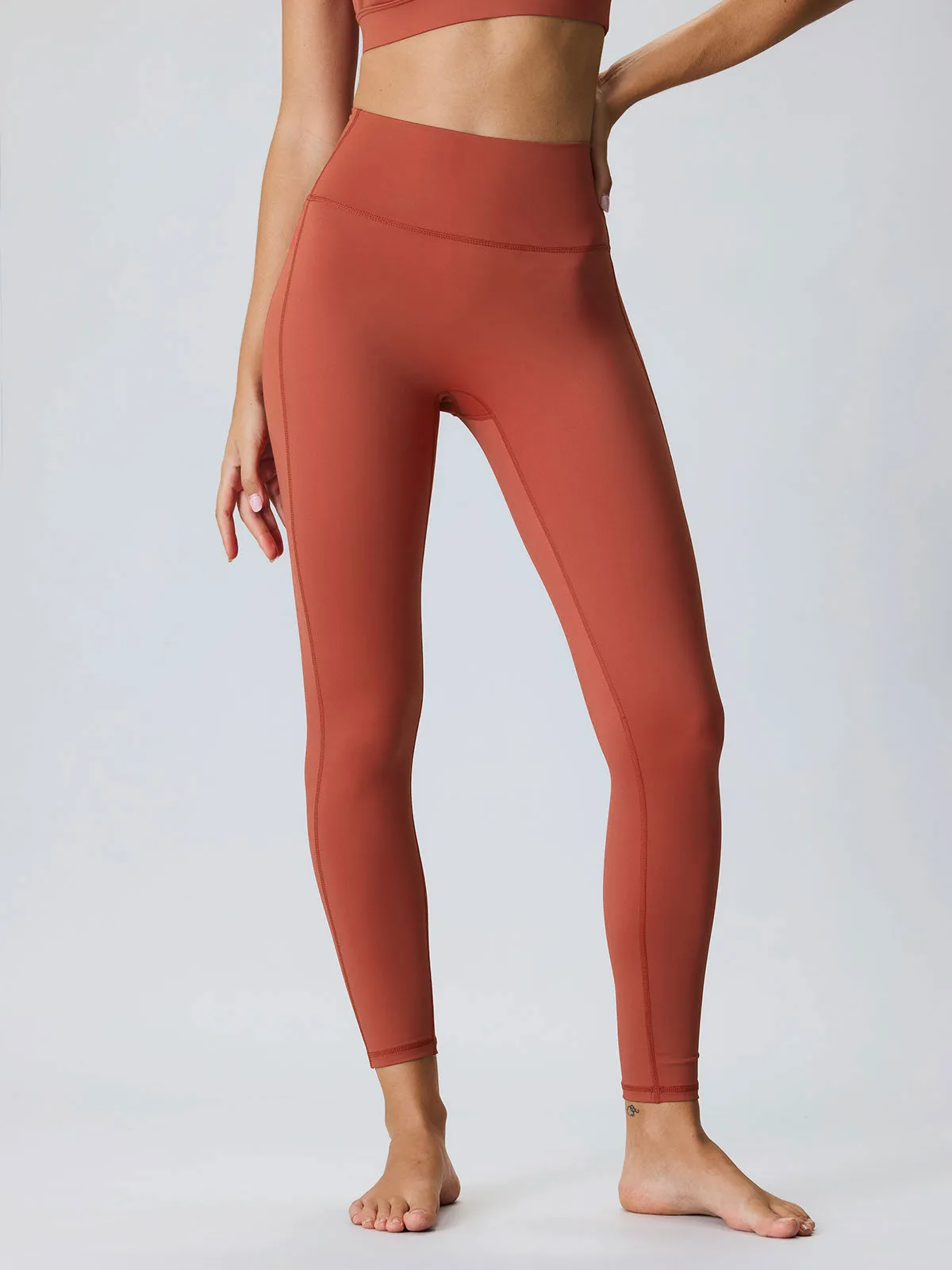 Brick Red High Stretch Leggings 25”