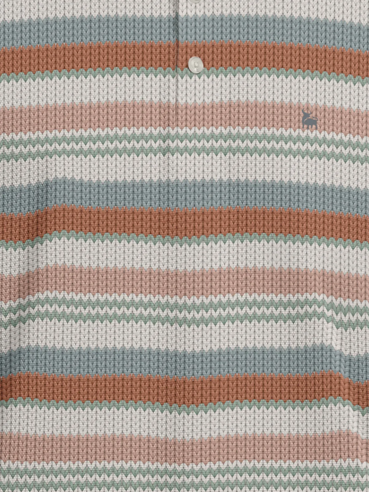 BULLMER Brown Striped Textured Printed Polo Neck FullSleeve T-shirt With Rib For Men
