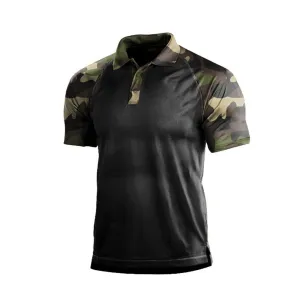 CAMO PRINTED PATCHWORK POLO SHIRT