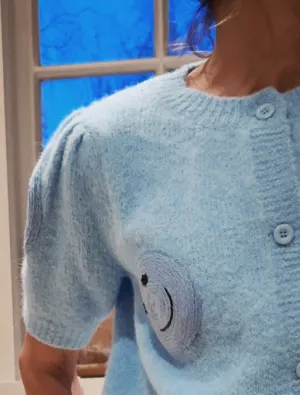 CARDIGAN WITH SMILEY - BLUE