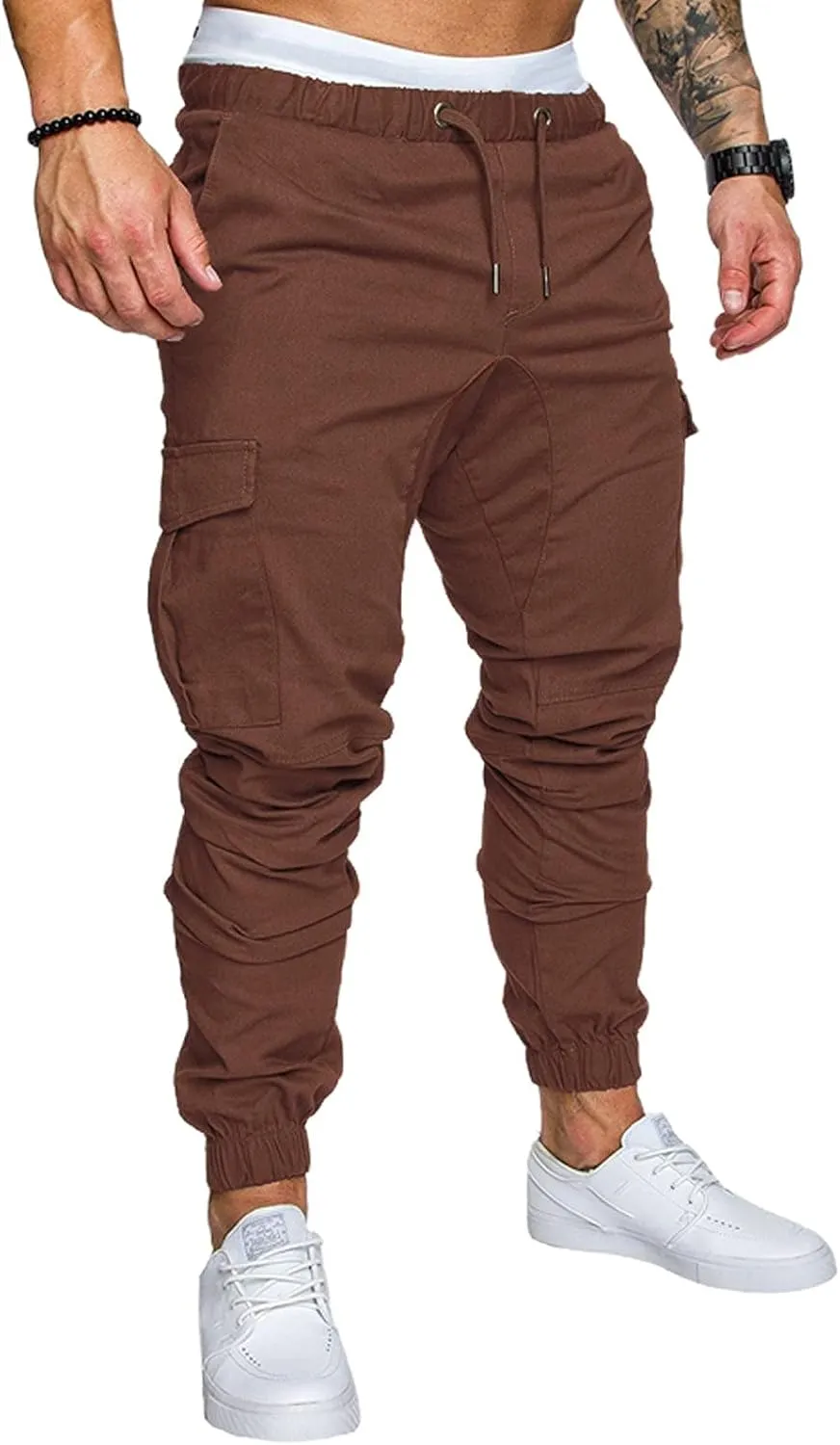 Cargo Pants for Men Drawstring Pants Slim Fit Casual Sweatpants Outdoor Lightweight Trousers Workout Sweat Pants