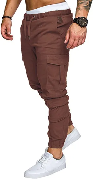 Cargo Pants for Men Drawstring Pants Slim Fit Casual Sweatpants Outdoor Lightweight Trousers Workout Sweat Pants
