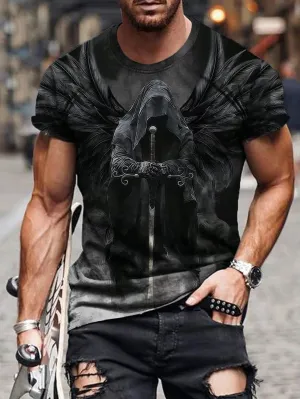 Casual Round Neck T-shirt With Reaper.