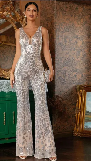 Chic Sequin Backless Jumpsuit
