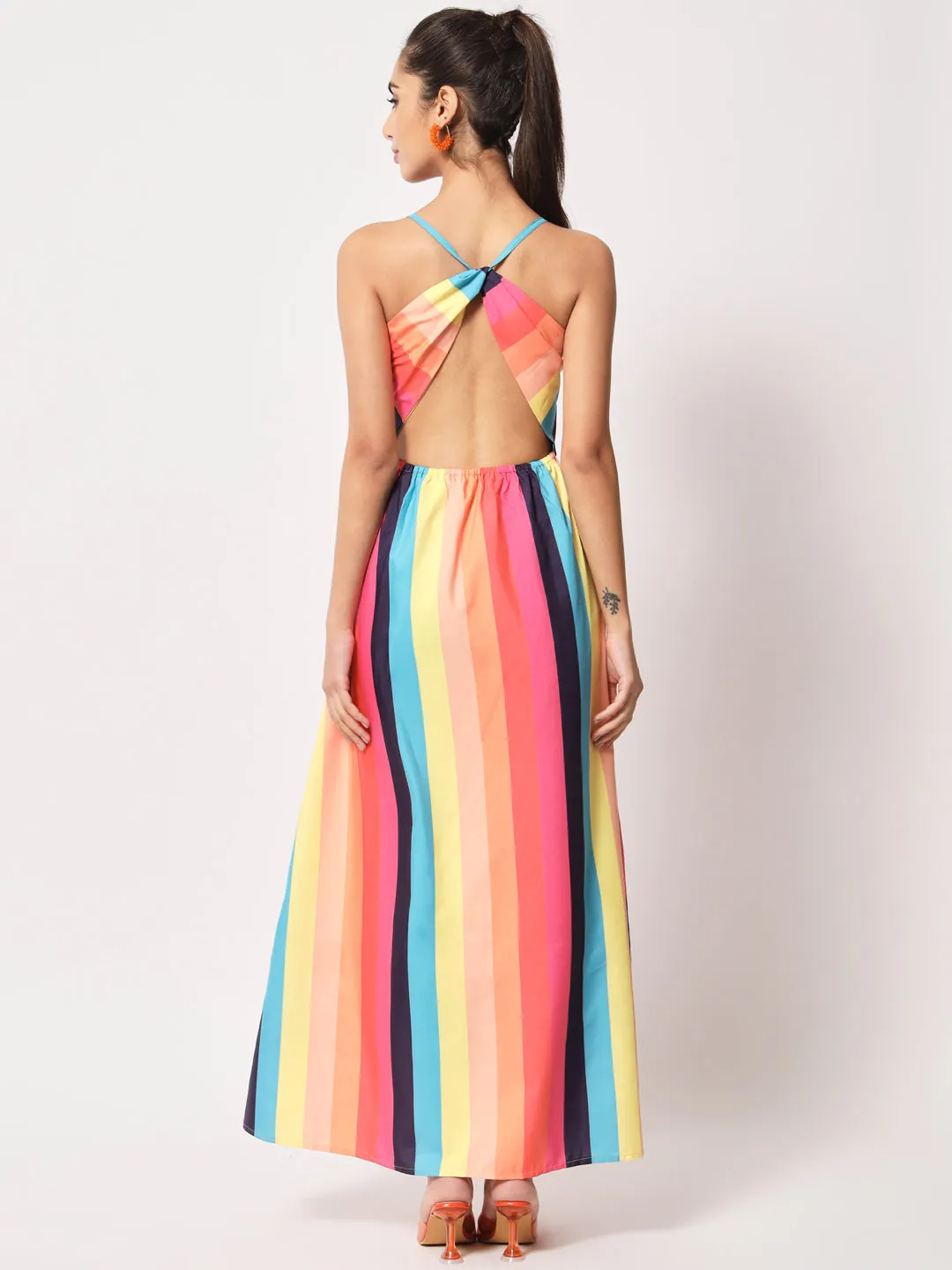 Chic Stripes Slit Maxi Dress