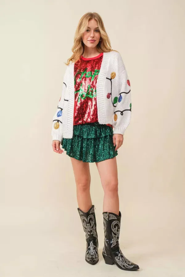 Christmas Sequin Light Cardigan