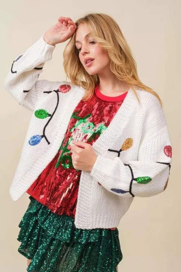 Christmas Sequin Light Cardigan