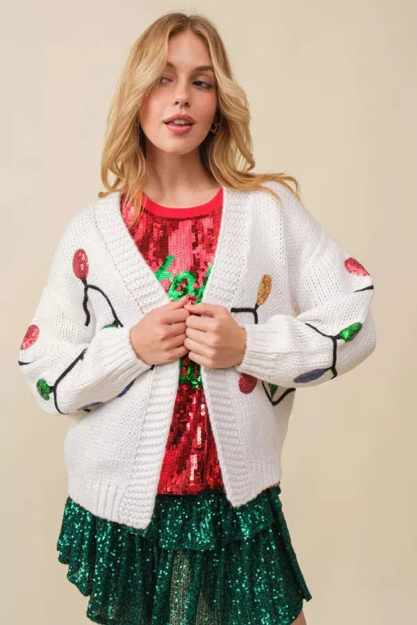 Christmas Sequin Light Cardigan
