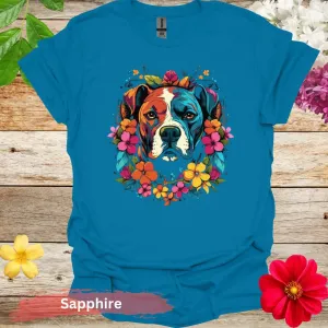 Colorful Dog Floral Graphic T-Shirt