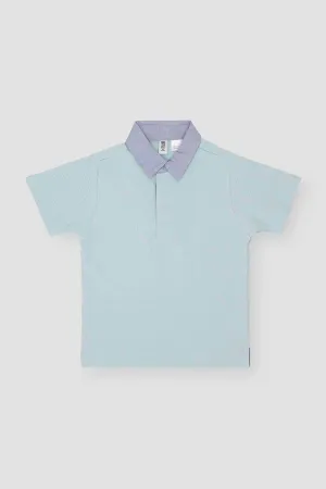 Contrast Polo T-Shirt For Baby Boy - Sky Blue