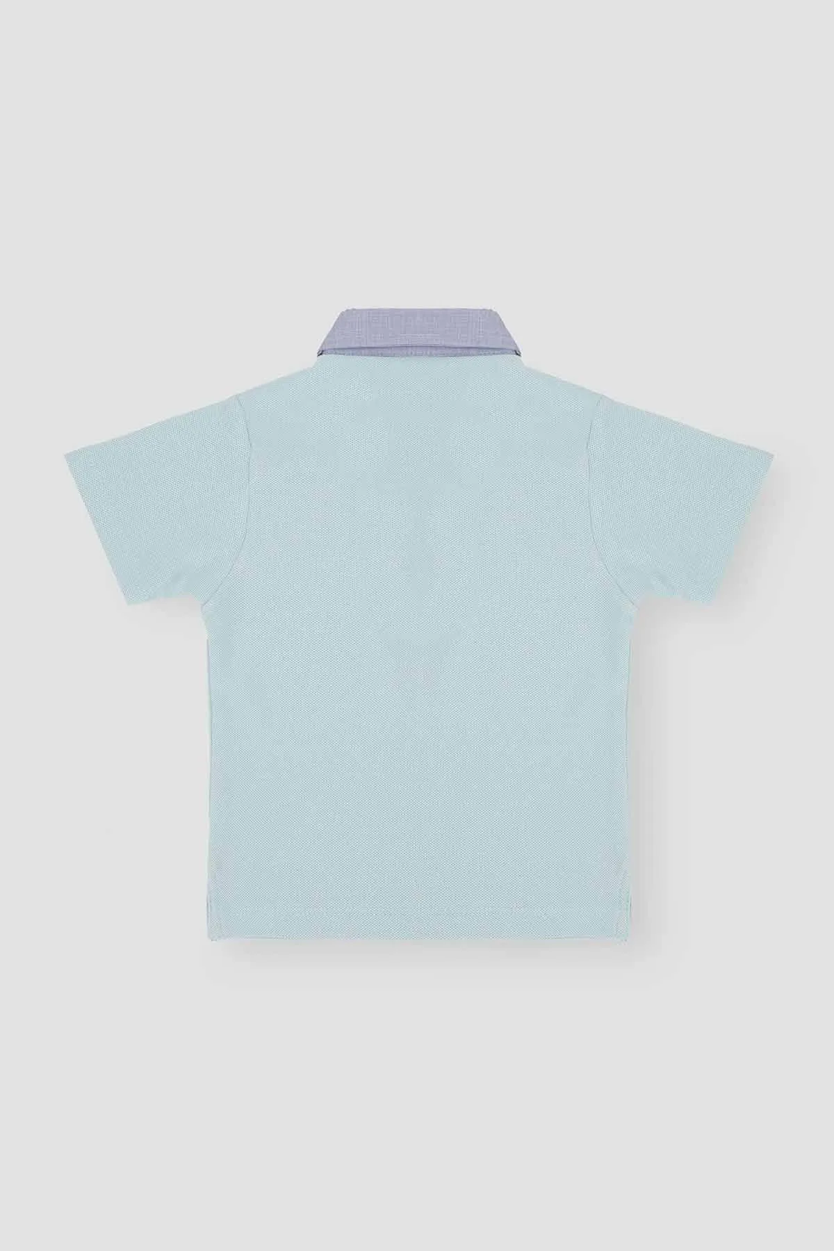 Contrast Polo T-Shirt For Baby Boy - Sky Blue