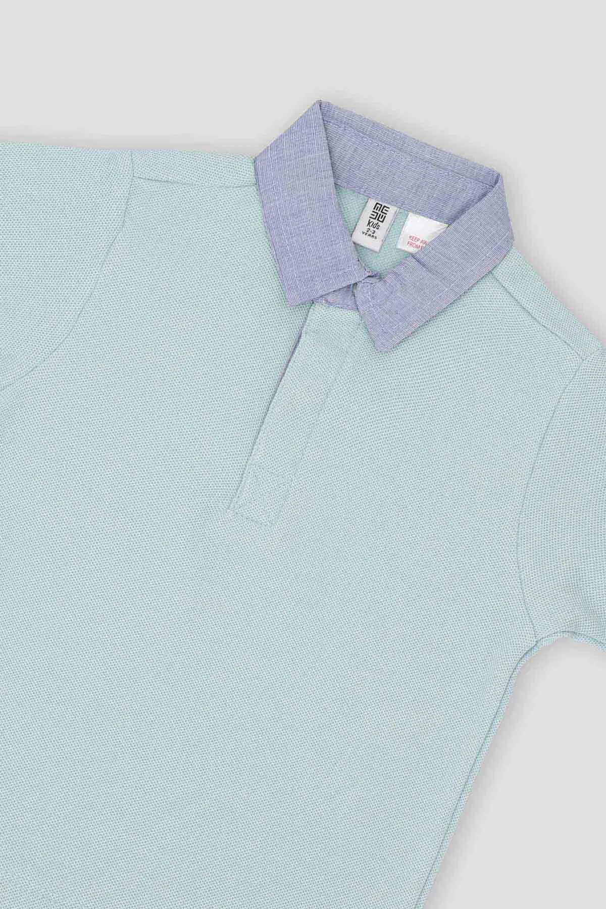 Contrast Polo T-Shirt For Baby Boy - Sky Blue