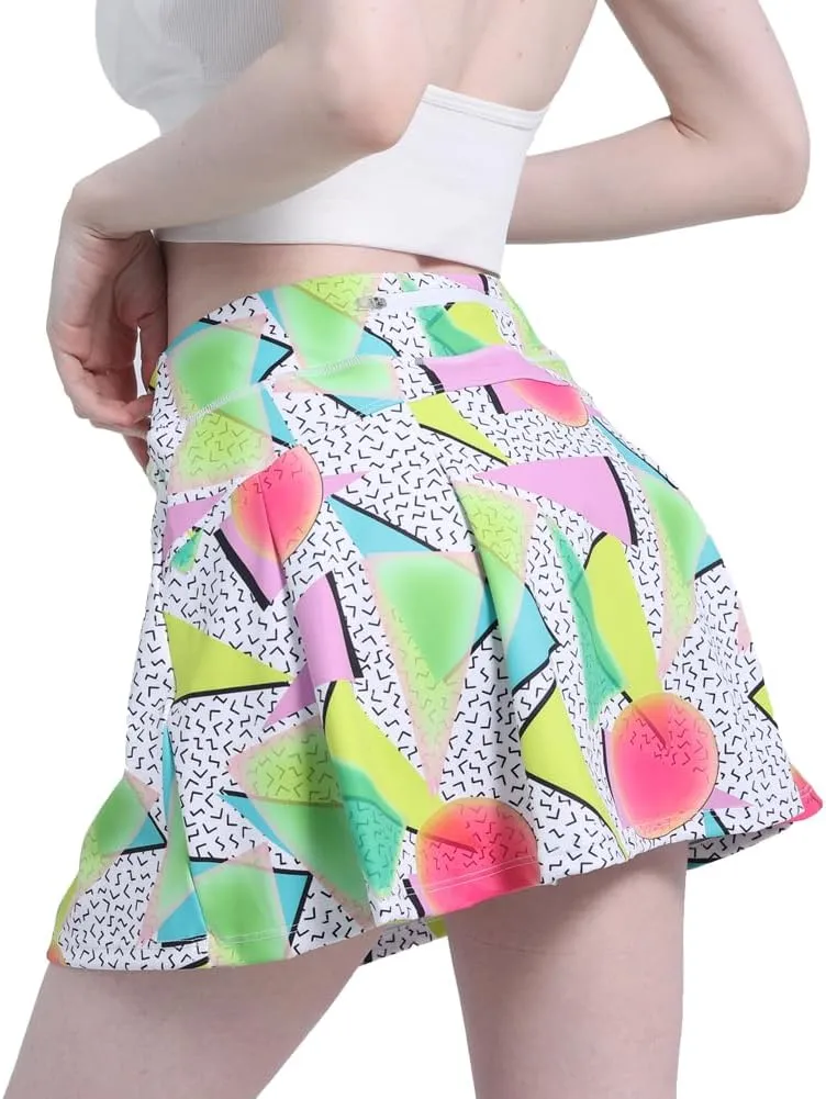 Dinosaur Women's Skorts Skirts High Waisted Golf Pleated Skirts for Running Pickleball Workout