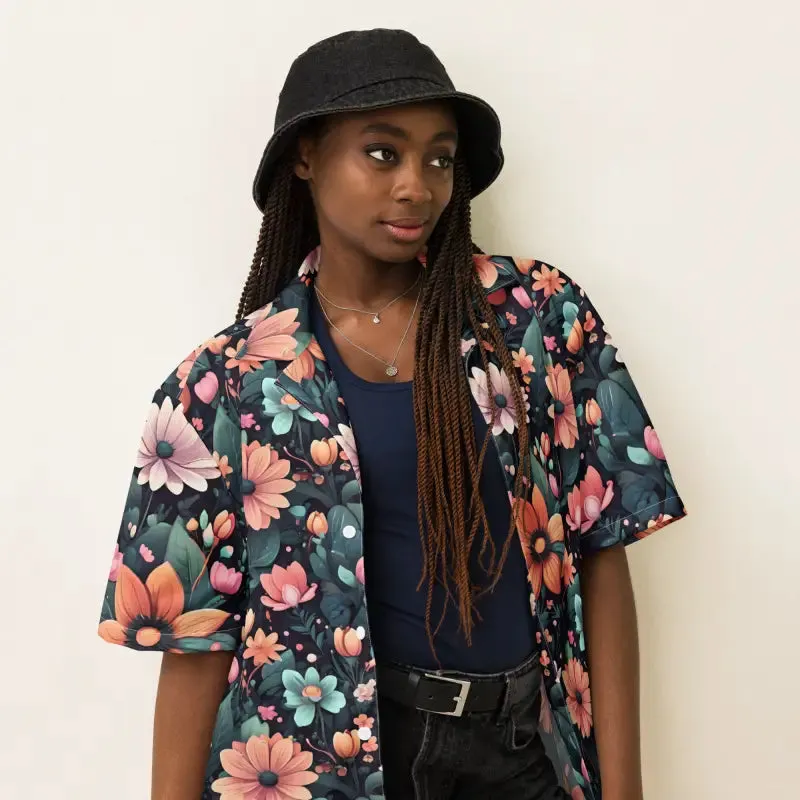 Dipaliz Blooms Vibrant Button Shirt Colorful Flowers