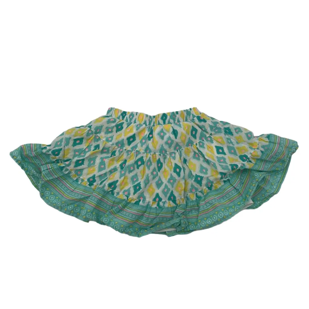 Elastic Waist Cotton Skirt / Diamon Pattern