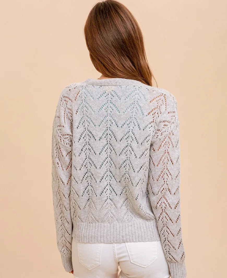 Emilia Button-Down Cardigan – Silver