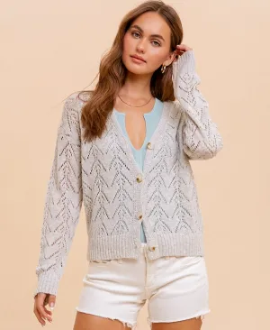 Emilia Button-Down Cardigan – Silver