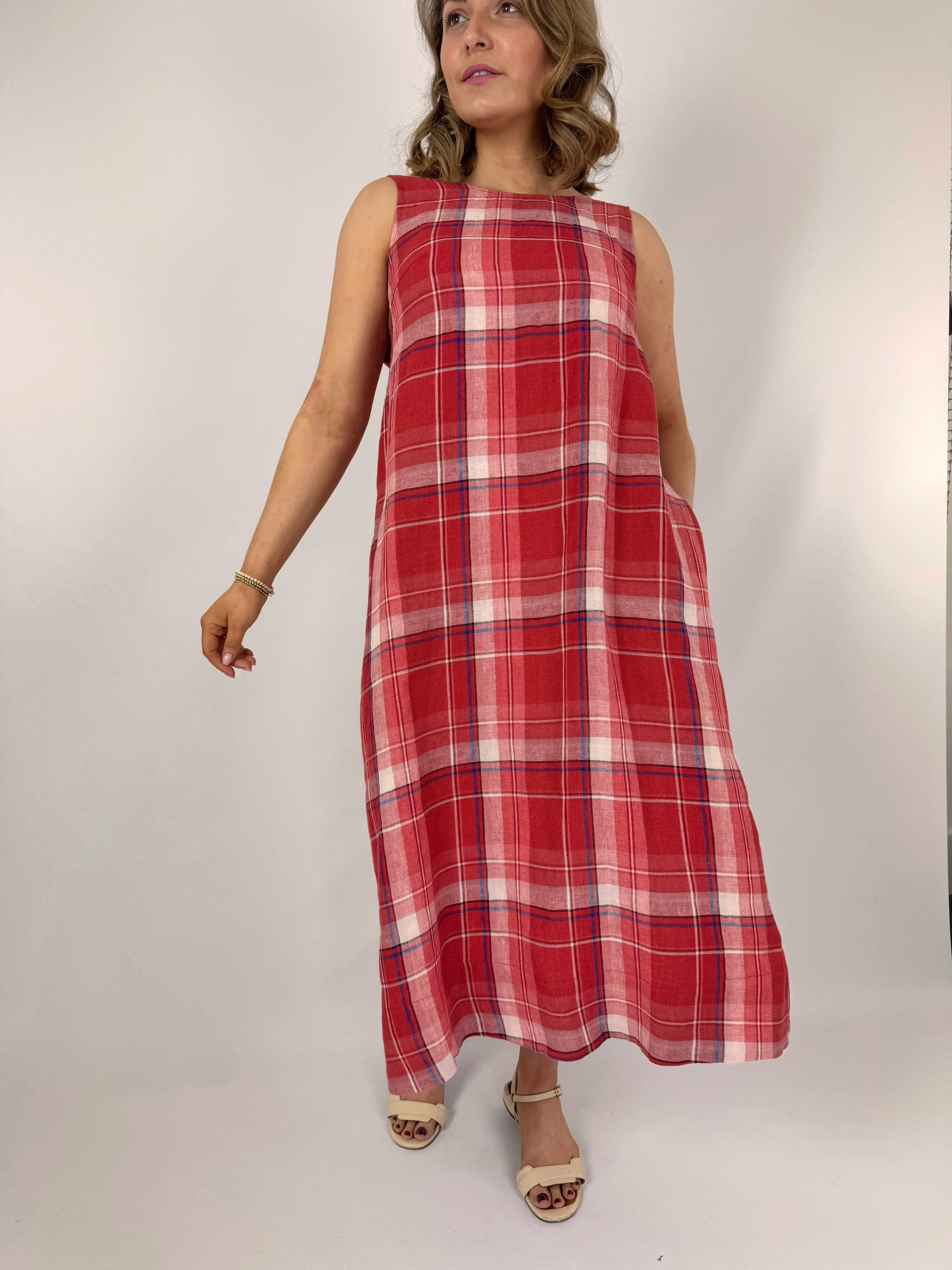 Emin & Paul Tie Detail Dress Red Check