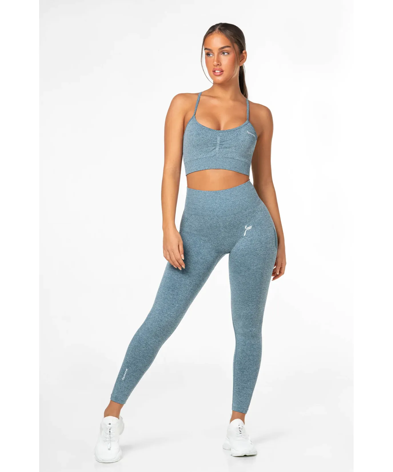 Famme Peach Scrunch Seamless Leggings Blue