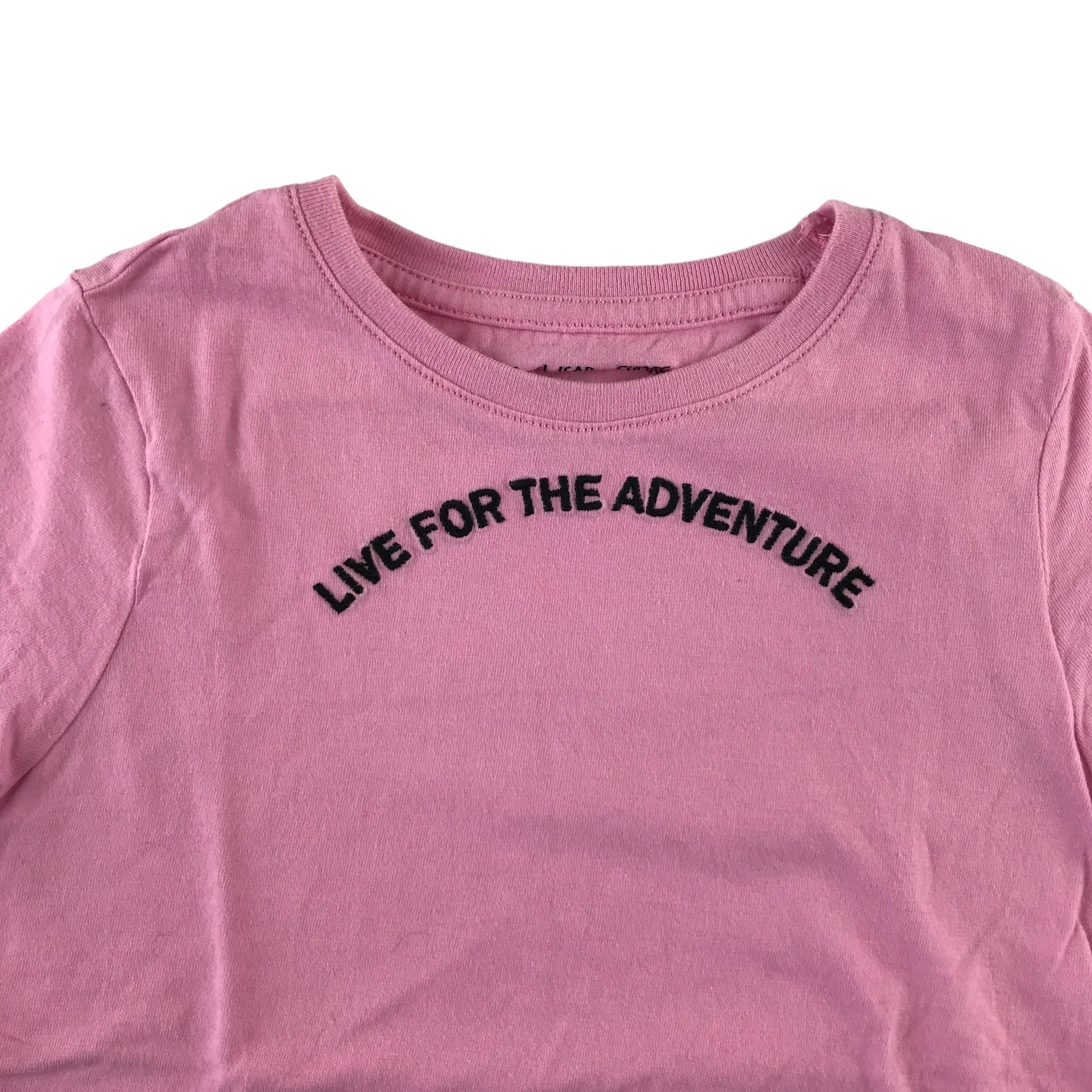 F&F t-shirt 5-6 years pink short sleeve text embroidery cotton