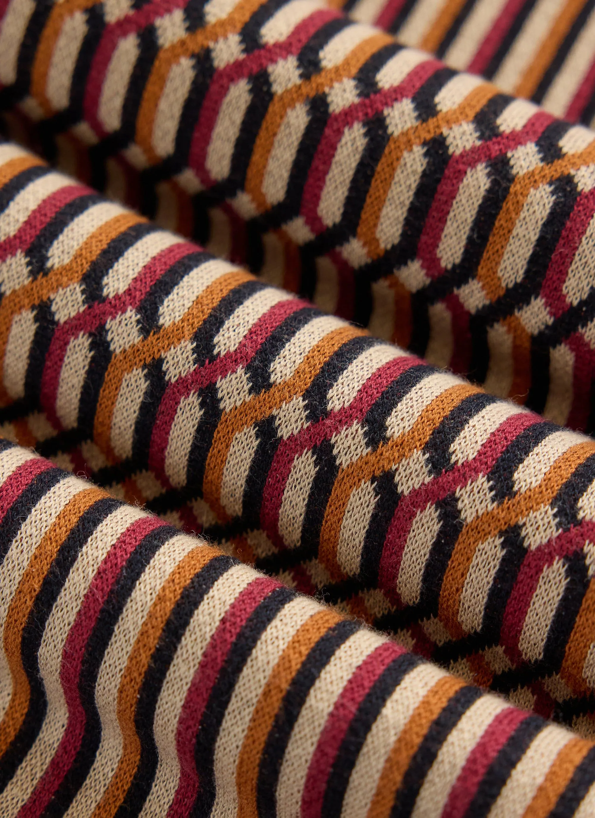 Fargo Knitted Shirt | Cotton | Tan with Black