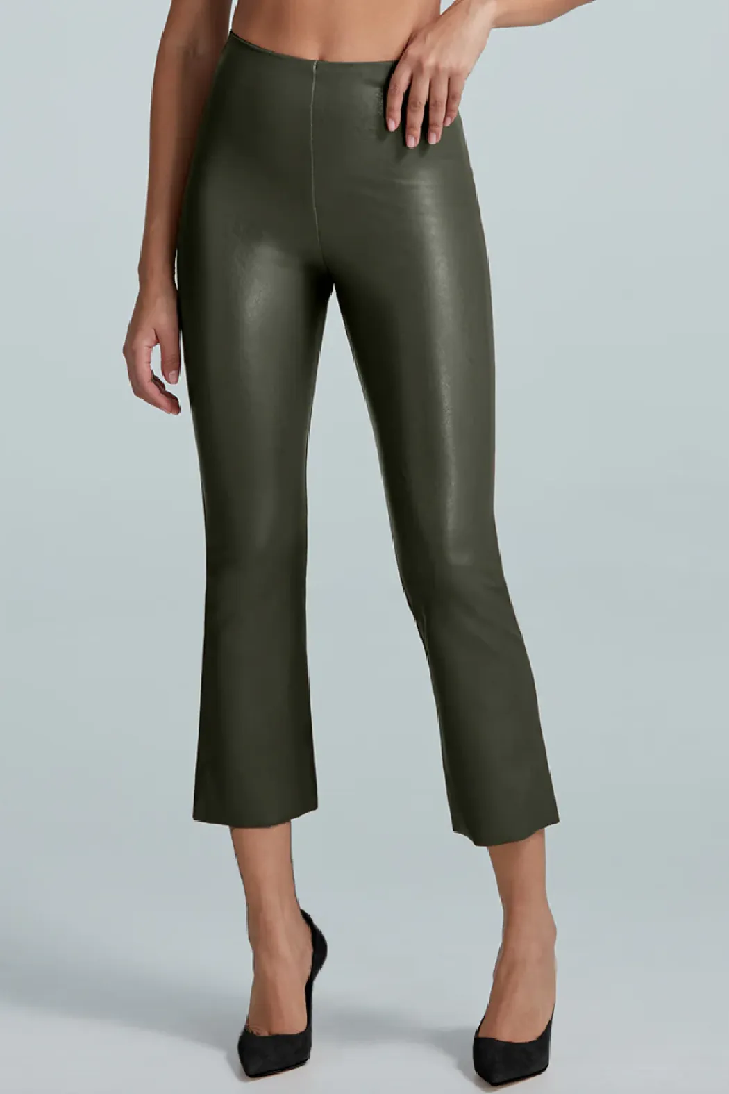 Faux Leather Crop Flare