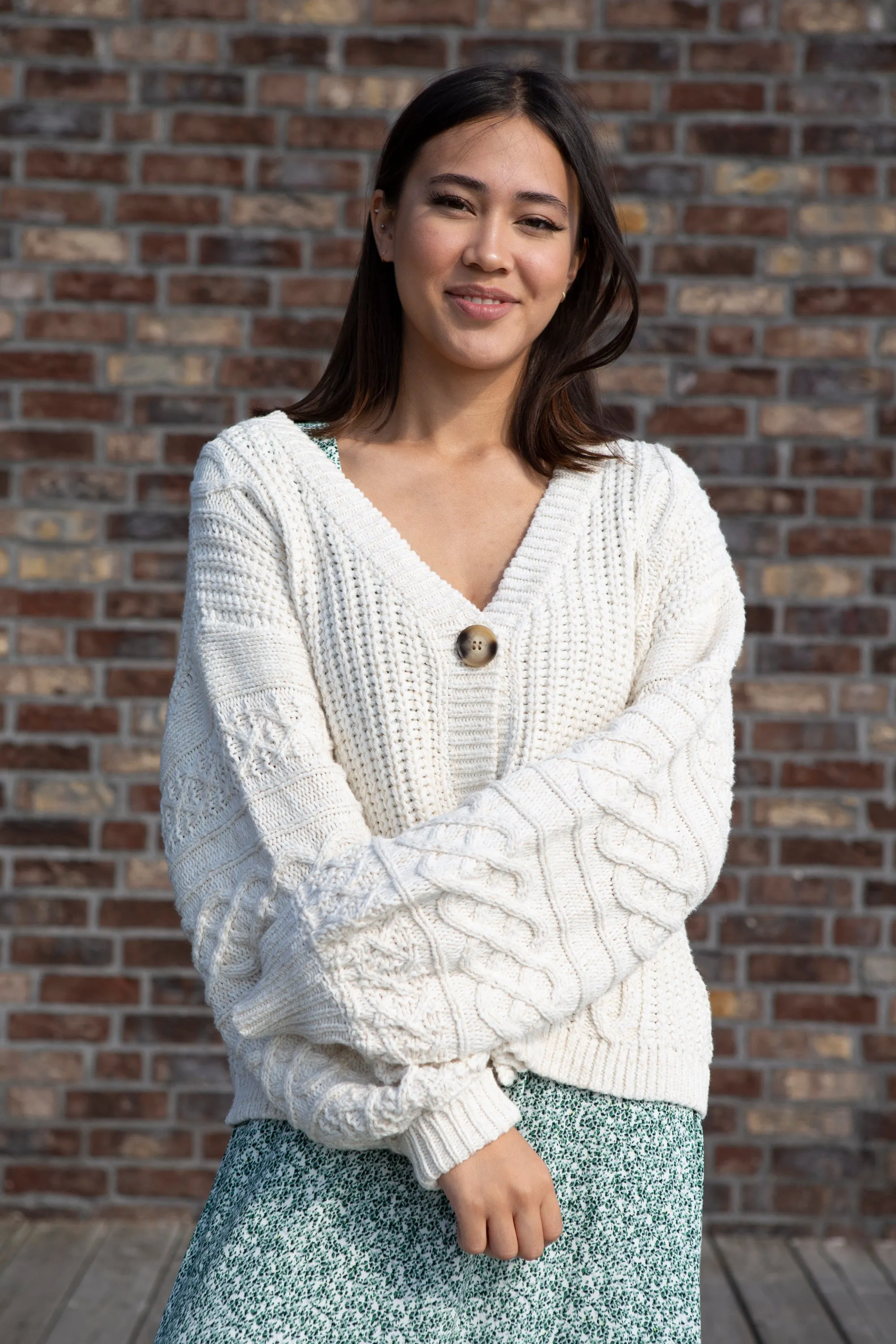 Fjellbacka Knit Cardigan - Light Sand Melange